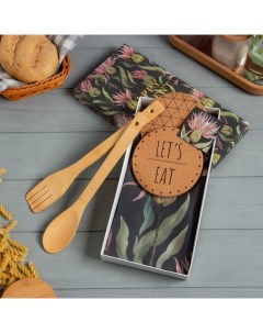 Кухонный набор «» Happy moment: полотенце, подставки, деревянная ложка, деревянная лопатка Этель
