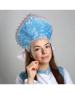 Кокошник «Всполохи», атлас, поролон, голубой Страна карнавалия