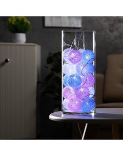 Гирлянда - нить, 5 м с насадками «Клубки розово-голубые», IP20, прозрачная нить, 20 LED, свечение белое, 220 В Luazon lighting