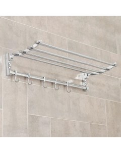 Полка откидная с двигающимися крючками A141, 57×30 см, хром Accoona