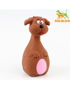 Игрушка пищащая для собак "Пёс-кегля", 14 см, коричневый/розовый Пижон