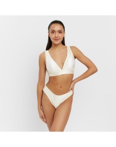 Купальник раздельный однотонный с завязками женский, белый, размер 42 Minaku