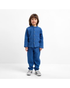 Костюм (рубашка и брюки) детский «Муслин», размер 34 (122-128 см), синий Kaftan