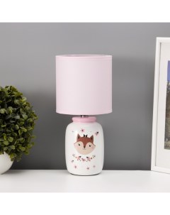 Настольная лампа с абажуром «Киса» детская, Е14, 40 Вт, бело-розовый, 13×13×27 см Risalux