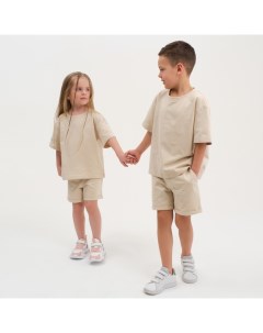 Комплект детский (футболка, шорты) «Basic line» размер 30 (98-104), цвет бежевый Kaftan