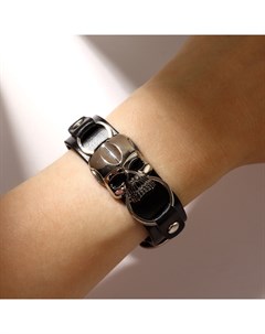 Браслет унисекс «Ремень» череп, цвет чёрный с серебром, 26 см Qf