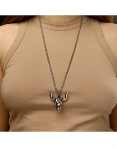 Кулон унисекс «Бык» голова, цвет чернёное серебро, 60 см Qf