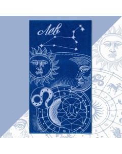 Полотенце махровое «Знаки зодиака: Лев», 70×130 см, 100% хлопок, 420 г/м², синее Этель