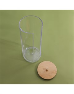 Органайзер для ватных дисков, с крышкой, d=6.5×18 см, прозрачный, коричневый Qf