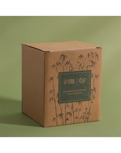 Органайзер для ватных палочек «BAMBOO», с крышкой, d=9.5×9.7 см, прозрачный, коричневый Qf