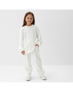 Костюм детский (свитшот, брюки) Plushy, размер 34 (122-128 см), белый Kaftan