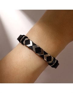 Браслет унисекс «Мощь» геометрия, цвет чёрный с серебром, 22 см Qf