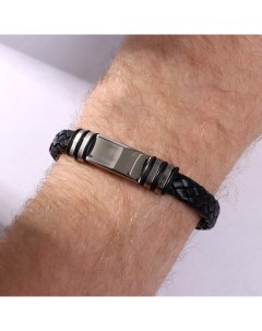 Браслет унисекс «Мощь», цвет чёрный с серебром, 22 см Qf