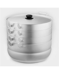Мантоварка, 13 л, d=34.5 см, с 3 сетками, с крышкой, штампованный алюминий Белая калитва