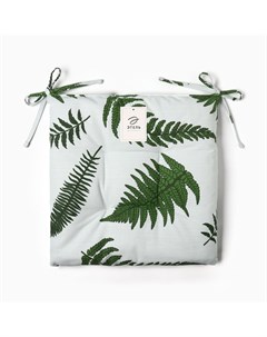 Подушка на стул «. Папоротник», 42×42×7 см, белая Этель