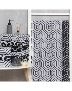 Полотенце махровое Ornament чёрный, 50×90 см, 100% хлопок, 420 г/м², чёрно-белое Этель