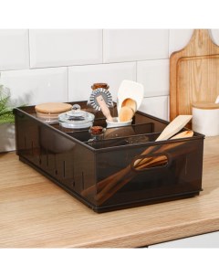 Контейнер для хранения без крышки OPTIMA, 11.5 л, пластик, 24.2×45×12.9 см, коричневый Econova