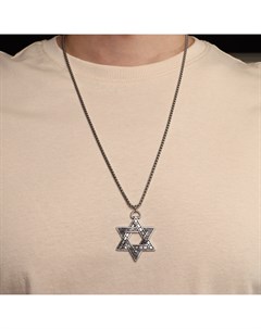 Мужской кулон, «Викинг» звезда Давида, цвет чернёное серебро, 69 см Qf