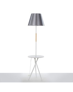 Торшер напольный «Патрисиа» со столиком, 1×15 Вт, Е27, белый/серый, 40×40×157 см Bayerlux
