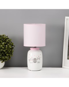 Настольная лампа с абажуром «Кошечка» детская, Е14, 40 Вт, бело-розовый, 13×13×27 см Risalux