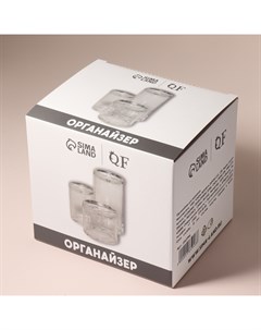 Органайзер для ватных палочек и дисков, с крышкой, 3 секции, 14×14×13 см, прозрачный Qf