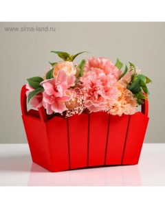 Кашпо для цветов «Мария», 25×16×18 см, деревянное, красное Дарим красиво