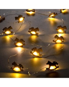 Гирлянда «Нить» 2 м роса с насадками «Лошадка», IP20, серебристая нить, 20 LED, батарейки ААх2 (нет в комплекте), свечение тёплое белое Luazon lighting