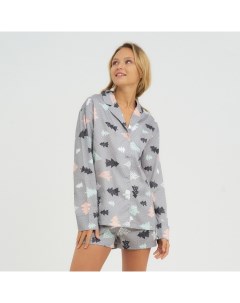 Пижама (рубашка, шорты) женская «Елки», размер 40-42 Kaftan