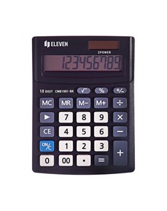 Калькулятор настольный ELEVEN, 10-разрядный, 103×138×24 мм, двойное питание, чёрный Eleven