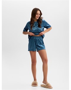 Пижама женская (футболка, шорты) Velvet, размер 40-42, синяя Kaftan