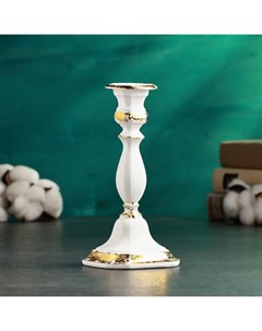 Подсвечник на 1 свечу «Тапперт», 21×10×10 см, белый с позолотой Хорошие сувениры