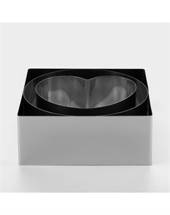 Формы для выпечки и выкладки «Круг, квадрат, сердце», 20×20×8.5 см, нержавеющая сталь, 3 шт. Tas-prom