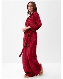 Пижама женская (жакет, брюки) «Бархат», размер 40-42, бордовая Kaftan