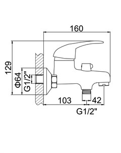 Смеситель для ванны Accoona A6040, однорычажный, силумин, хром