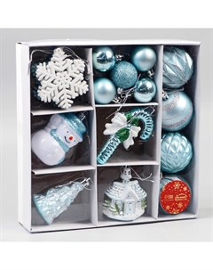 Ёлочные игрушки «Праздничные», новогодние, набор 20 шт., голубой/белый Зимнее волшебство
