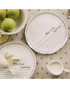 Тарелки SL Home «Милый дом», d=21 см, фарфор, набор 2 шт., белые Sima-land home