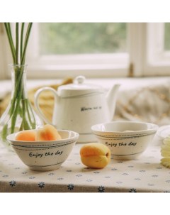 Салатники SL Home «Милый дом», 250 мл, d=12 см, фарфор, набор 2 шт., белые Sima-land home