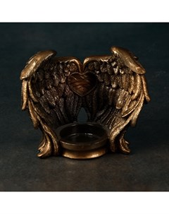 Подсвечник на 1 свечу «Крылья ангела», гипс, чёрный с золотом, 12 см Хорошие сувениры