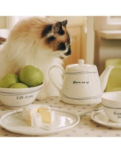 Заварочный чайник SL Home «Милый дом», 900 мл, 21×13.8×13.5 см, фарфор, белый Sima-land home