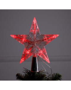Светодиодная верхушка на ёлку «Звезда белая», 16 см, 10 LED, от батареек ААх2, фиксинг, свечение красное Luazon lighting