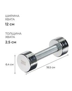 Гантель хромированная, 2 кг Onlytop