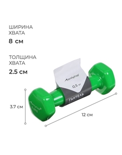 Гантель виниловая, 0.5 кг, цвет зелёный Onlytop