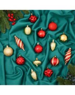 Набор украшений пластик 28 шт "Феерия" красно-золотой Зимнее волшебство