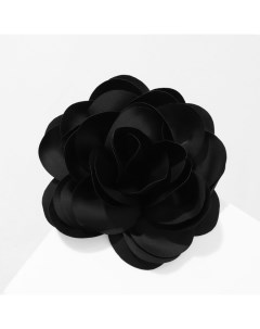 Брошь текстильная «Цветок» камелия, чёрная Qf