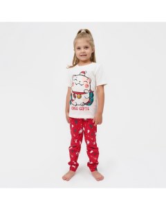 Пижама новогодняя детская «Новогодний котик», размер 30 (98-104 см) Kaftan