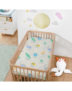 Простыня на резинке ясельная «. Динозавры», 60×120+20 см, бязь Крошка я