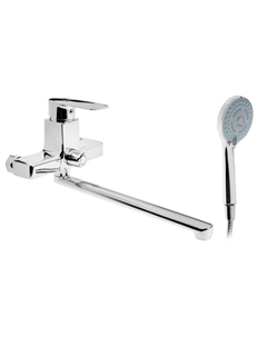 Смеситель для ванны ZEIN Z3845, однорычажный, излив 30 см, душевой набор, лейка 5 реж, хром Zein