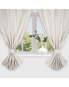 Комплект штор для кухни Soprano, 140×180 см-2 шт., подхваты 2 шт., лен 100%,180 г/м² Этель