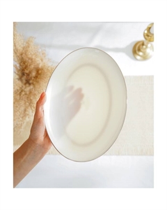 Тарелка для подачи SL Home «Каскарон», 25.4×18.5×2.5 см, овальная, костяной фарфор, белая Sima-land home