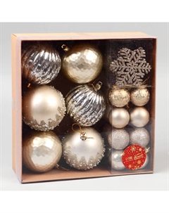 Ёлочные игрушки, набор 30 шт., «Торжество», d=7 и 3.5 см, снежинка-6.5 см, МИКС Зимнее волшебство